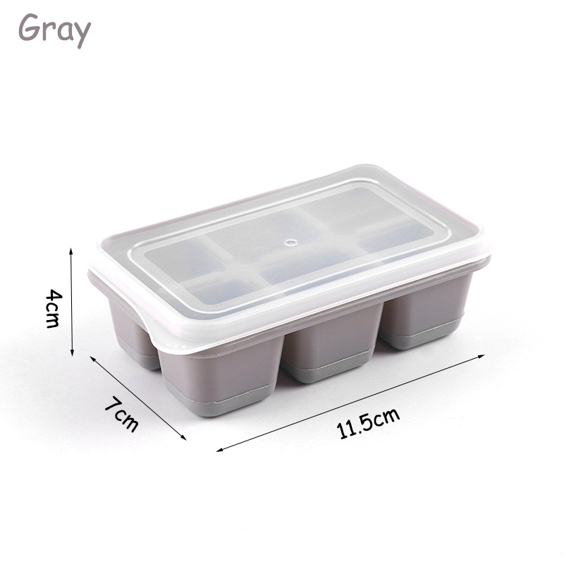 6-Cavity Silicone Ice Cube Tray With Lid Ice Cream Mold DIY Maker Square  Moulds