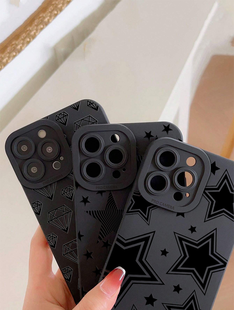 Star & Brick Graphic Silicone Case For Iphone 14, 13, 12, 11 Pro