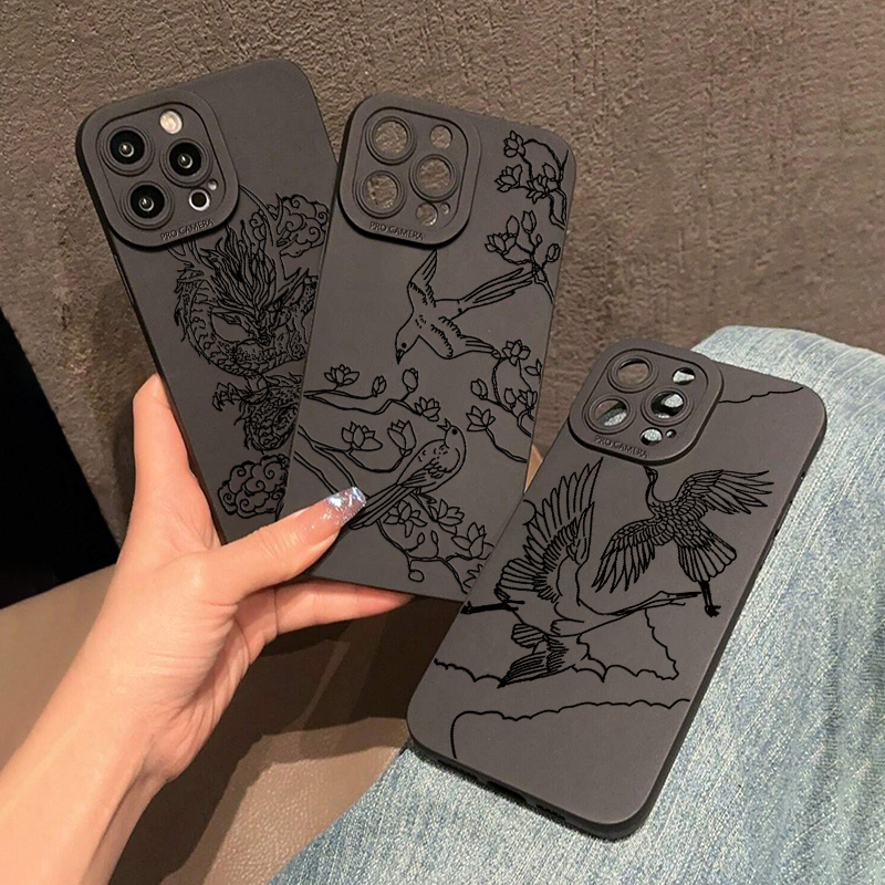 Custodia per telefono antiurto con motivo a drago rosa laser in rilievo 3D con scritta Happy New Year per iPhone 11, 12, Pro Max, 13, 14, 15 Pro Max Plus. acquista in