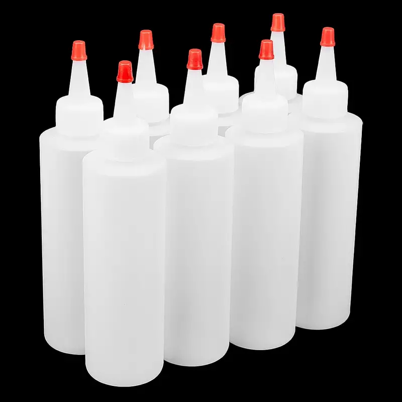 1Set 8 Pack 6 Oz Botellas De Plástico Exprimibles Con Tapas De Punta Roja  Botella De Plástico Duradera Para Manualidades Arte Pegamento Multiusos
