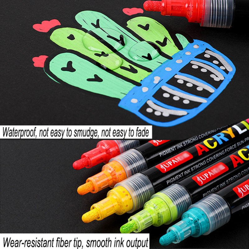  36 Flexible Brush Tip Acrylic Paint Pens Markers Set 1-7mm Line  for Rock Painting, Brush Lettering, Scrapbooking, Glass, Mugs, Wood, Metal,  Canvas, Fabric, Plastic. Non Toxic Waterbased Quick Drying : Arts
