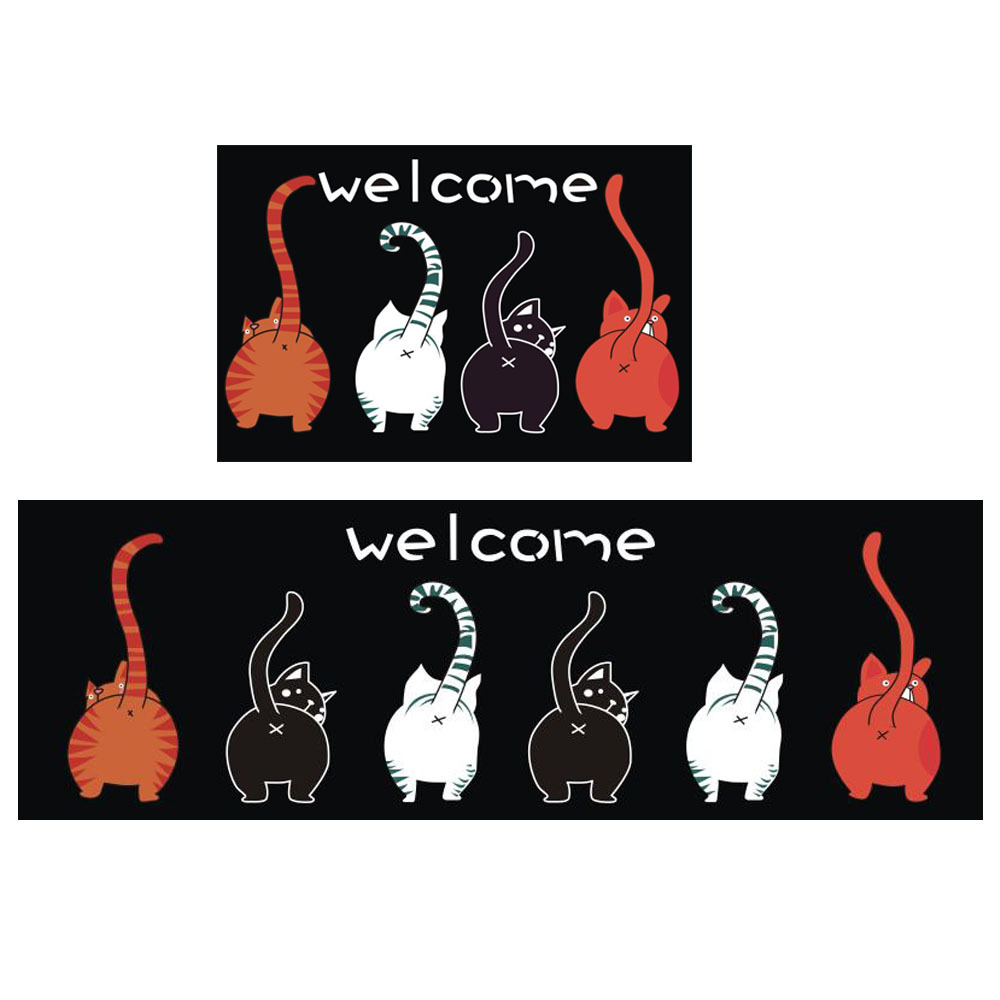 Car Printed Kitchen Rugs, Kawaii Cartoon Pets Absorbent Non Slip