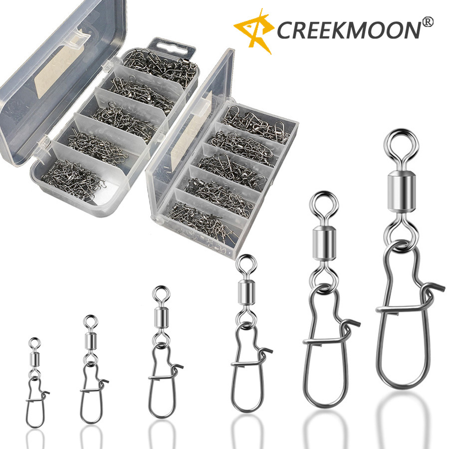 

210/95pcs Fishing Tool Set - Strong Stainless Rolling Swivels, Snap Hooks, Lure Connectors, Sea Rock Snaps & More!