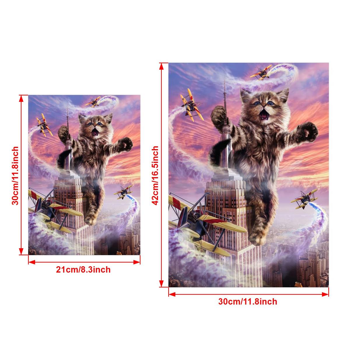 Funny Cat Plane High Rise Building Canvas Wall Art