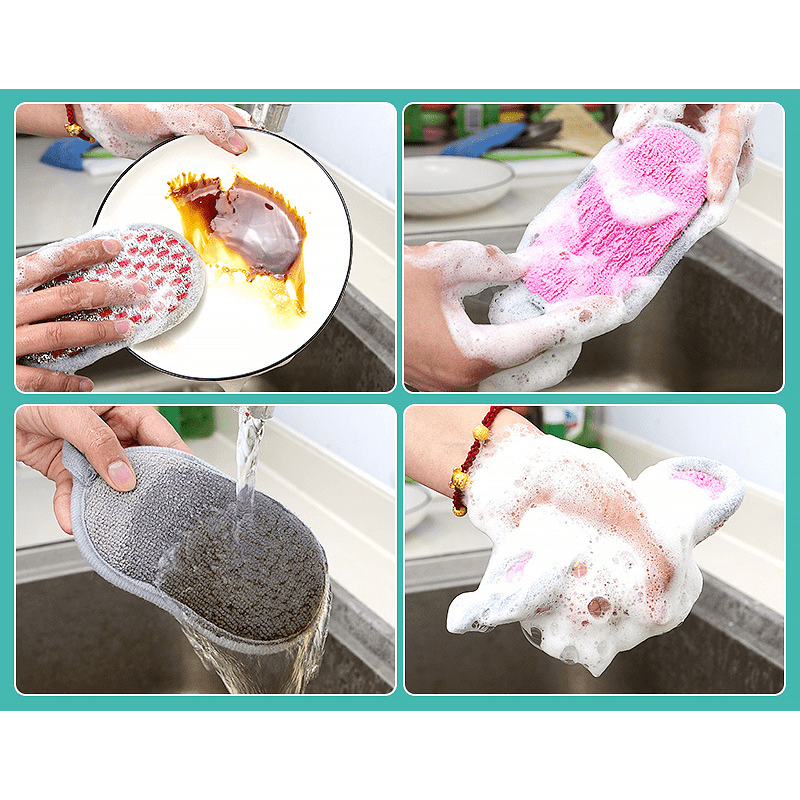 5/10/20PCS Scrub Sponges for Dishes Non-Scratch Microfiber Sponge Non Stick  Pot Cleaning Sponges