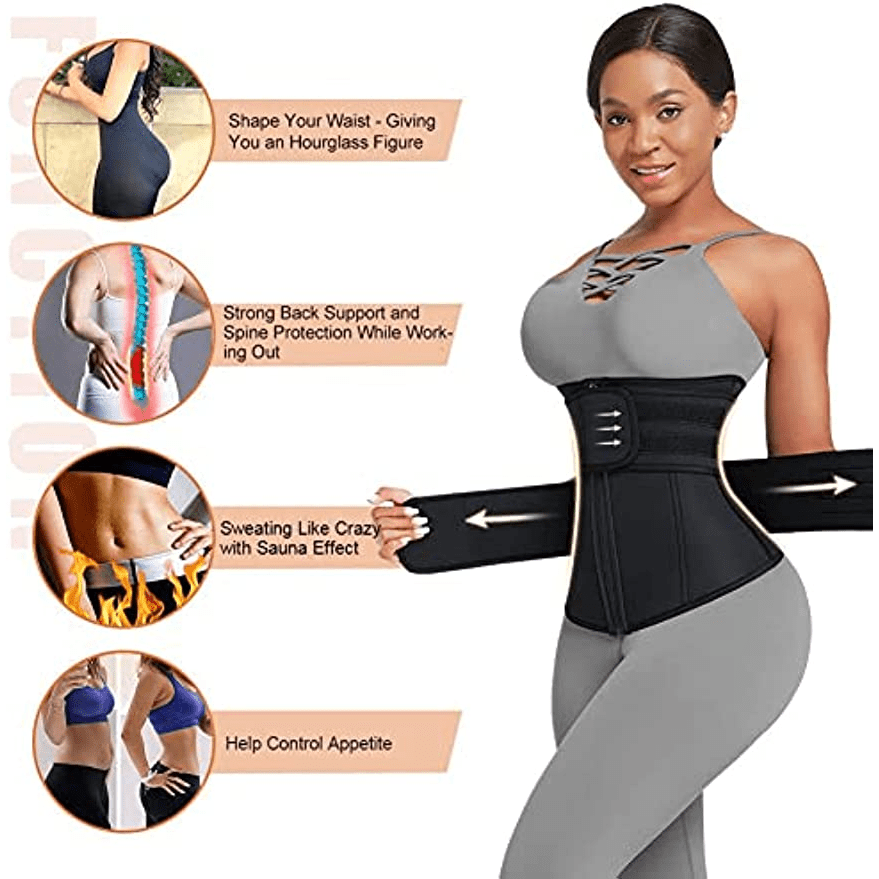 Waist Trainers for Women Plus Size Neoprene 3 Waist Cincher Shapewear Trimmer  Belt Tummy Control Zipper Closure Sport Girdle 