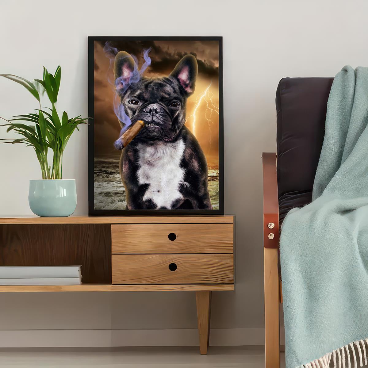 Quadri Bagno Funny Greyhound French Bulldog Dog Wall Art Poster e stampe  Immagini di animali per soggiorno Home Decor 30x50cm (12x20in) X2 Senza