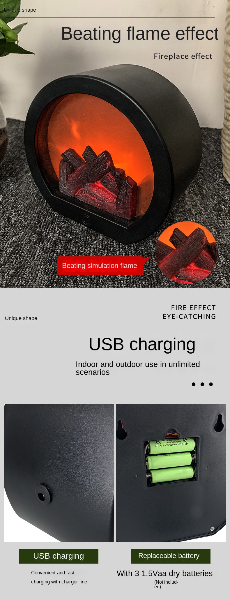 Led Simulated Fireplace Lamp Creative Touch Switch - Temu United Kingdom