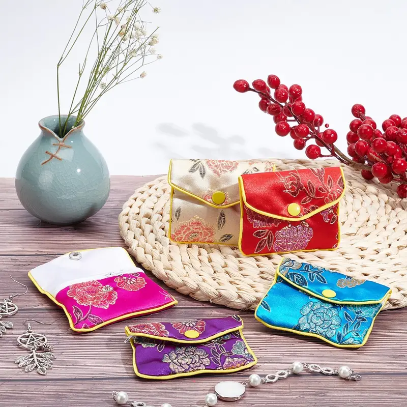 Silk Embroidery Pouch 5 Colors Chinese Traditional Brocade - Temu