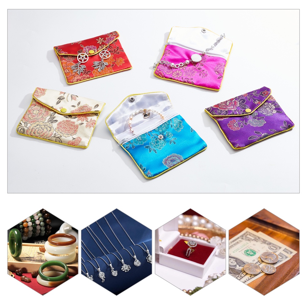 Silk Embroidery Pouch 5 Colors Chinese Traditional Brocade - Temu