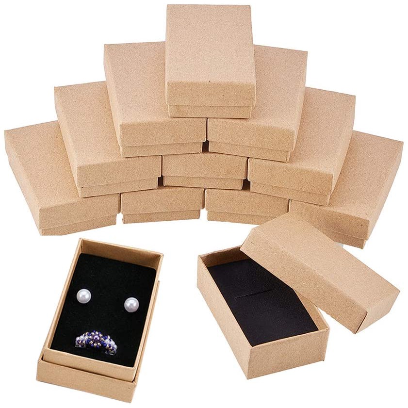 Coobbar Jewelry Gift Boxes Necklace Earring Ring Box Gift Box,12 Pieces Square Cardboard Jewelry Gift Boxes,Cotton Filled Cardboard Pape