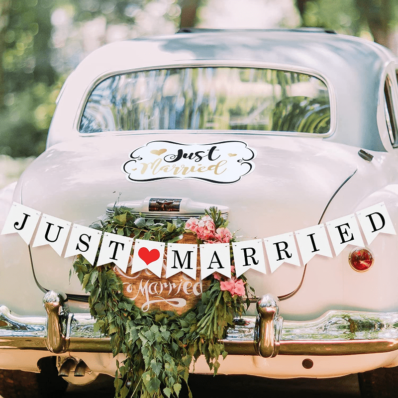 Just Married Car Decorations Ornate Car Magnets Just Married - Temu
