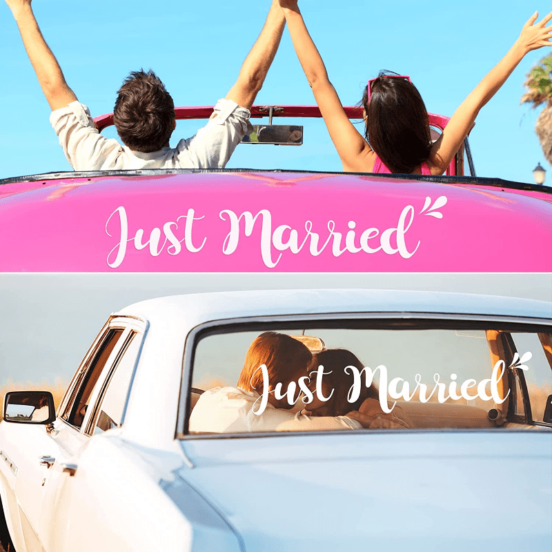 5 Pcs Just Married Car Decorations Just Married Sign Banner Just Married Car  Magnet Just Married Car Decal Wedding Decorations For Car Window Honeymoo