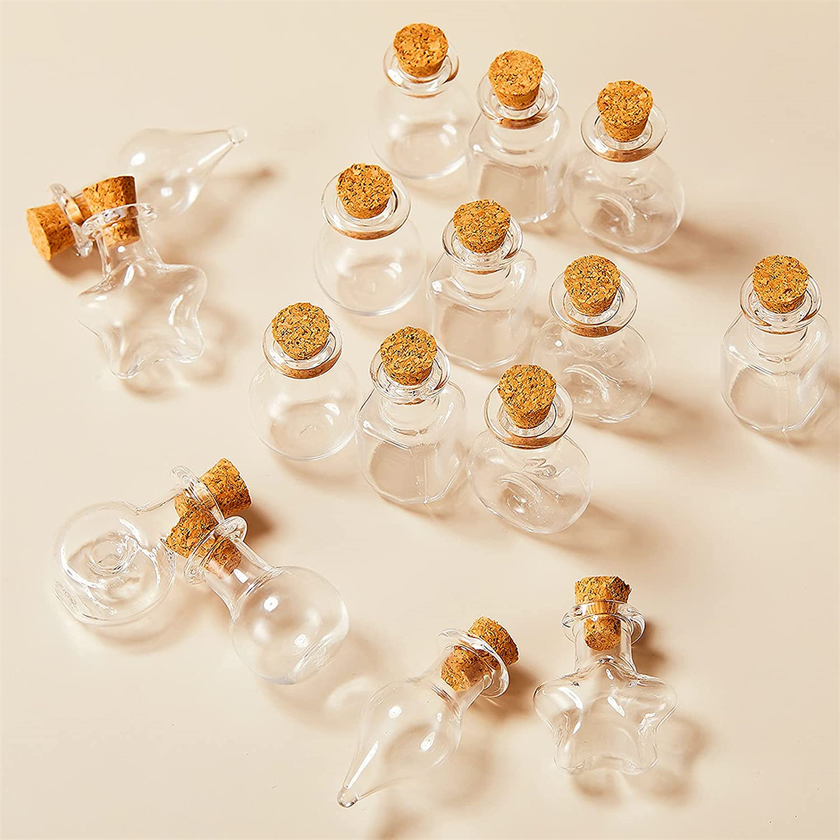 Mini botella de deseos de vidrio de 2 piezas, modelo de mundo en miniatura,  botella pequeña de vidrio, colgante de casa de muñecas, botellas vacías -  AliExpress