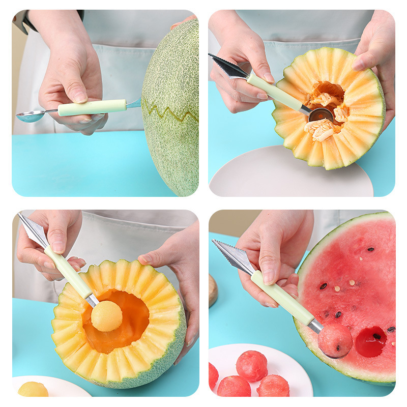 1pc multifunctional fruit tool ball digger stainless steel corrugated  carving knife kitchen accessories kitchen gadgets