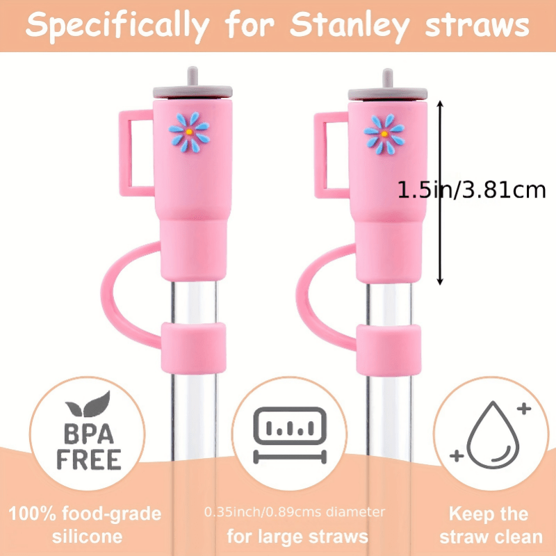 Reusable Silicone Straw Cover For Tumbler Cup - Dustproof Cartoon Series Lid  - Soft Protective Cover For Straws - Keep Your Drink Clean And Safe - Temu