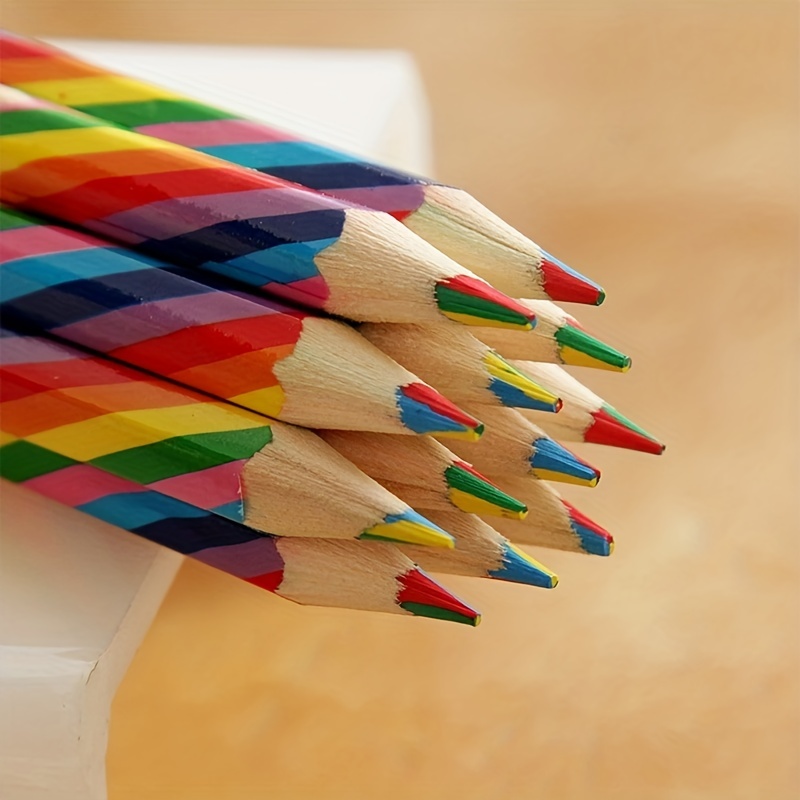 Crayons à Empiler Arc-en-ciel pour Enfant, Fournitures Scolaires