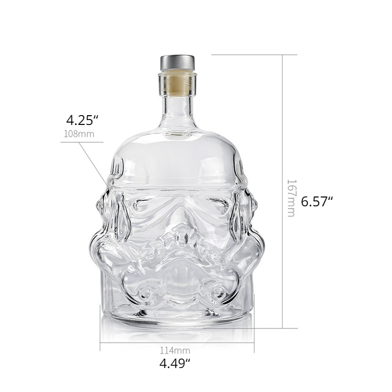 Wine Bottle Star Wars White Soldier Glass Decanter W/ 2 Whiskey Glasses  Bottle