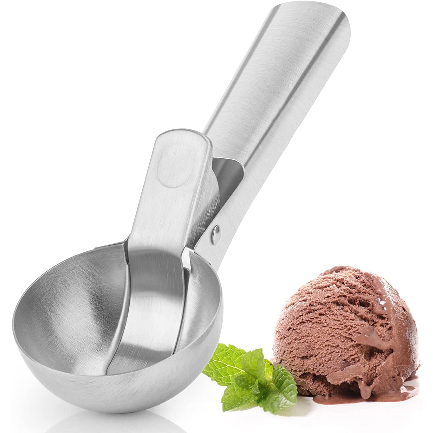 Ice Cream Scoop, 7 inches Nonstick Anti-Freeze Ice Cream Scooper Medium  Silver