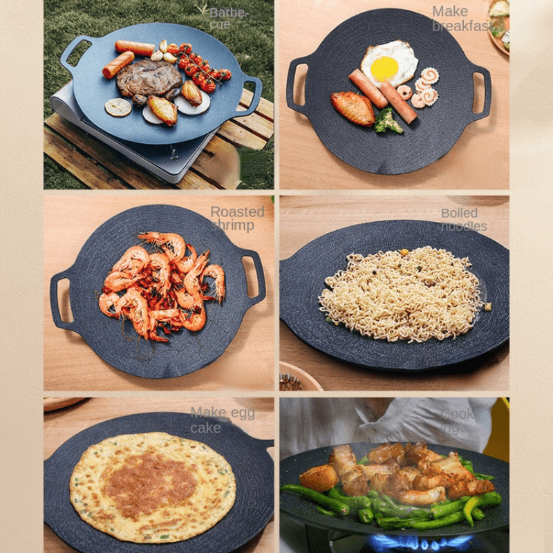 Non Stick Maifanshi Camping Grill Pan Korean Barbecue Plate New BBQ Grill  Pan Meat Pot Portable