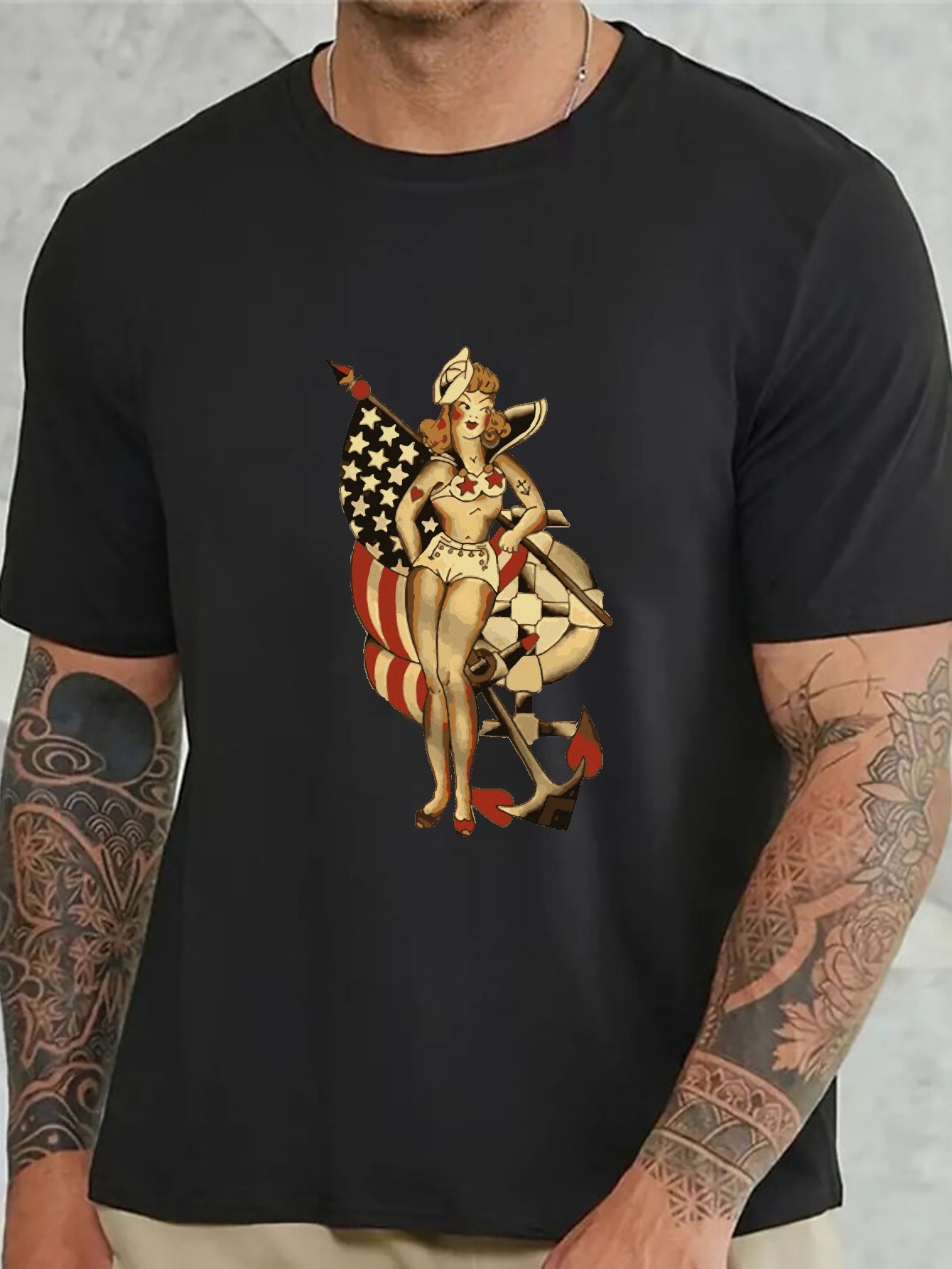 Plus Size Retro National Flag Graphic Print T Shirt Men - Temu Canada