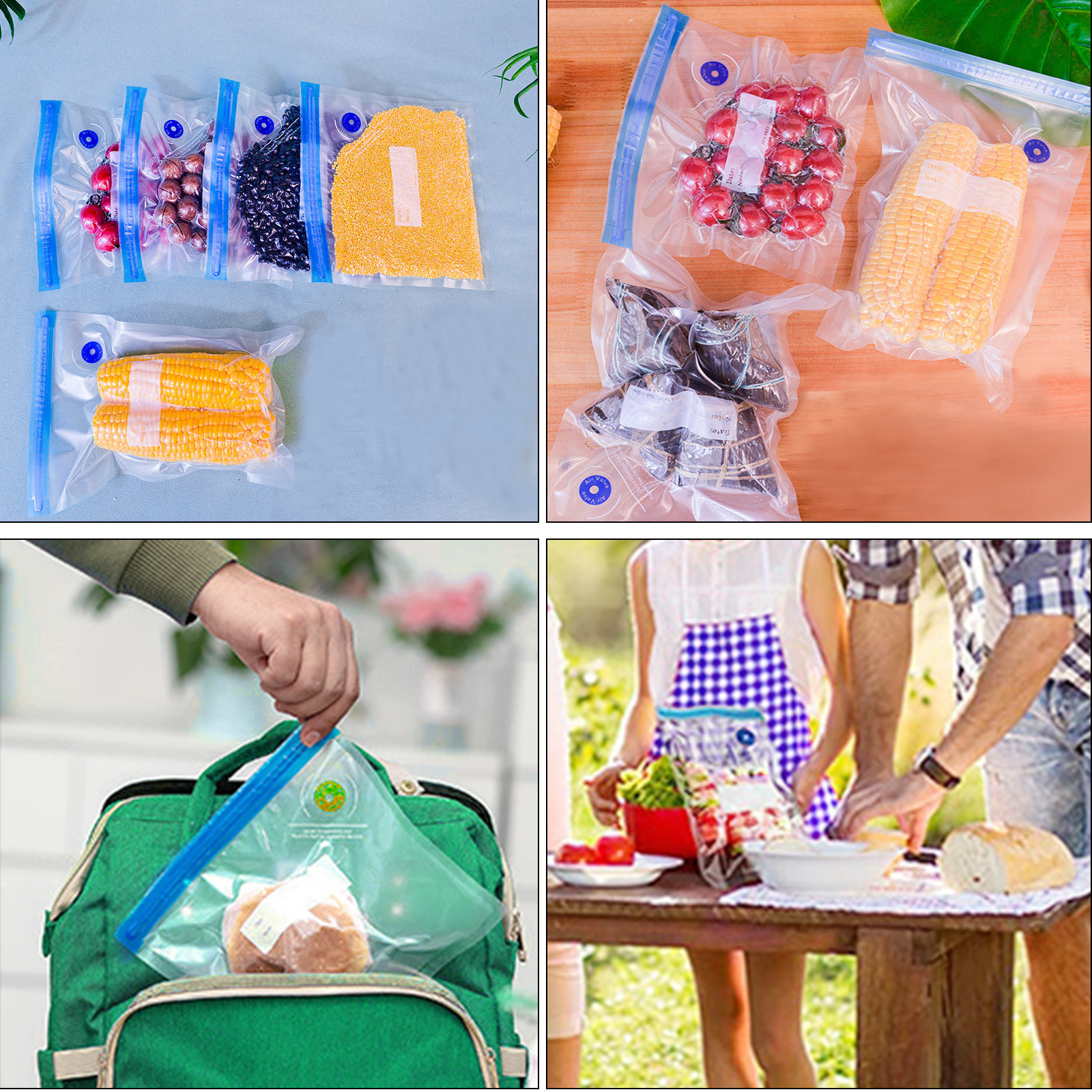 Vacuum Food Storage Zipper Bags Reusable BPA-Free Sous Vide Bags with  Vacuum Hand Pump Fruit Meat Nut Vacuum Sealer Saver Bag