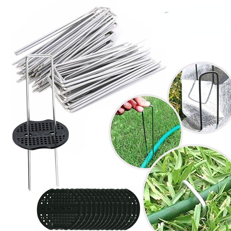 

20/50pcs, Heavy Duty Galvanized Steel Garden Stakes Staples Securing Pegs For Fabric Landscape Fabric Netting Ground Sheets