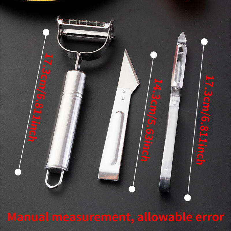 1 Set Stainless Steel Peeler Set With Face Peeler, 3pcs/set