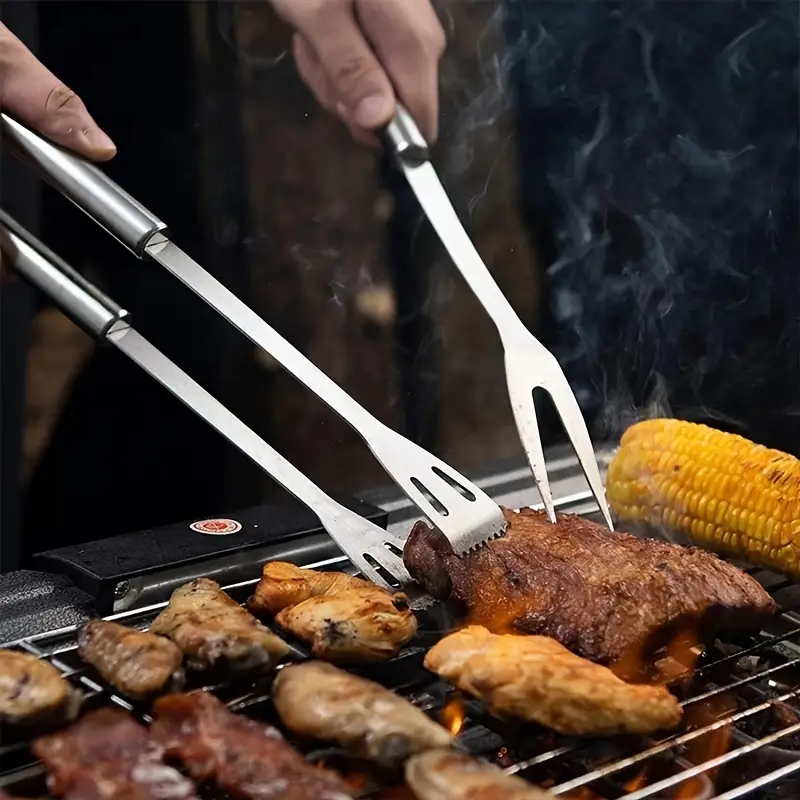 Barbecue Set, Grill Tools Set, Barbecue Grill Tool Set, Bbq Accessories For  Camping, Barbecue Skewers, Tongs, Oil Brush, Bbq Forks, Cleaning Brush,  Spatula, Knife, Meat Hammer, Storage Bag, Kitchen Supplices, Camping  Supplies 