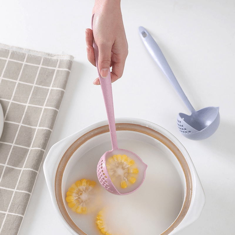 Multifunctional Wheat Straw Soup Ladle, Skimmer, Spoon, Hot Pot Ladle With  Filter, Long Handle, Kitchen Utensils