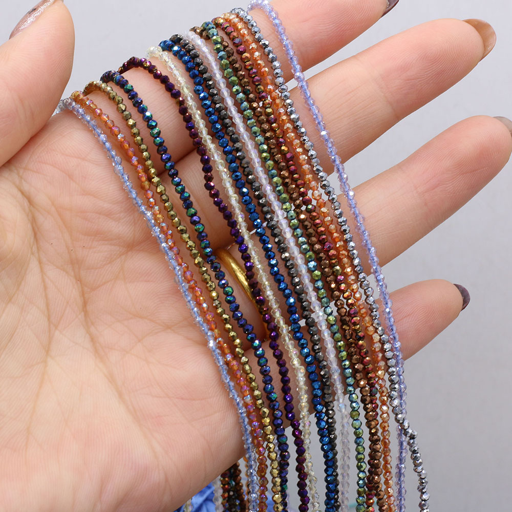 

10 Strand Random Color Faceted Natural Stone Beads 2mm 3mm Small Crystals Colour Plated Beading Loose Spacer Beads For Jewelry Making Diy Necklace Bracelet Earring Accessories 38 Cm