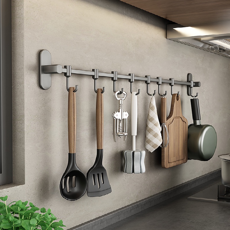 Espacio de aluminio para colgar en la pared, barra para colgar en la pared,  riel, gancho de cocina, estante para utensilios de cocina, pala