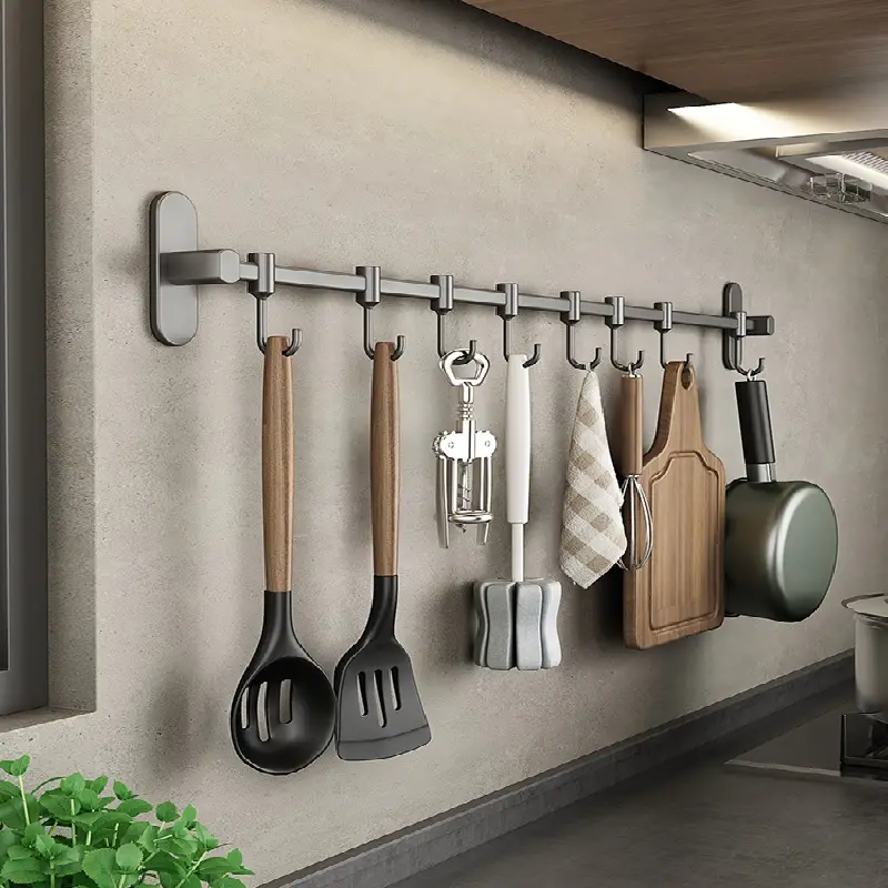 Wall Mounted Kitchen Utensil Rack Modern Wall Rod Storage - Temu