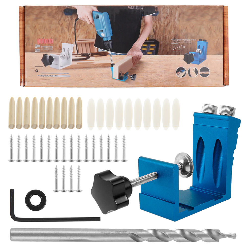 Pocket Hole Jig Kit 15° Woodworking Inclined Hole Jig Drive - Temu