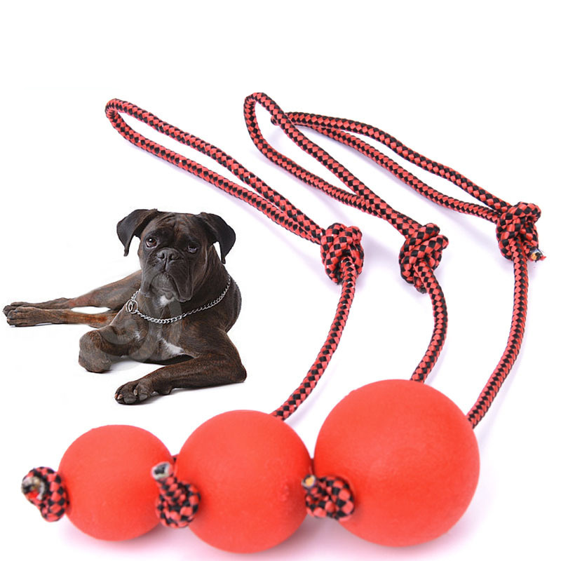 S - Rouge - Balle de chien solide jouet en caoutchouc élastique