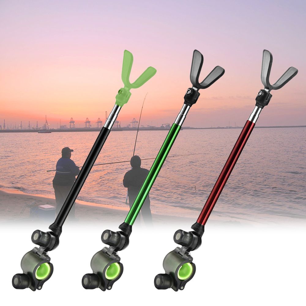 Fishing Tackle Durable Portable Adjustable Telescopic Fishing Pole Stand  Stretched Brackets Fishing Rod Holder BLACK 