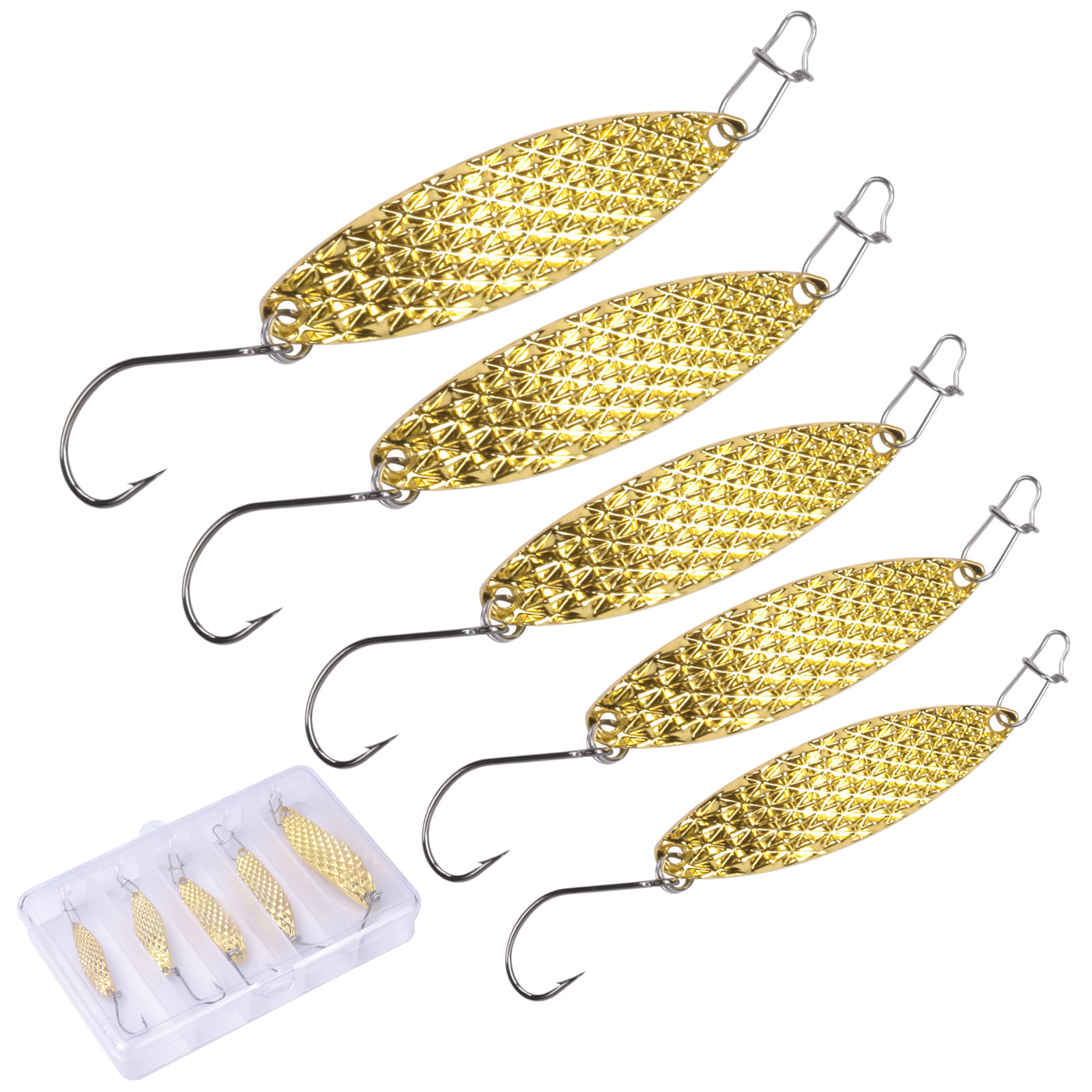 5pcs Spinnerbaits Kit With Tackle Box Hard Metal - Temu