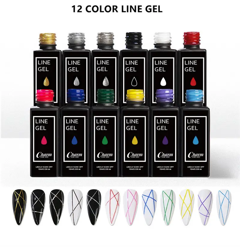 12pcs gel liner nail polish kit spider gel pulling glue set painting gel semi permanent varnish nail art liner color gel details 7