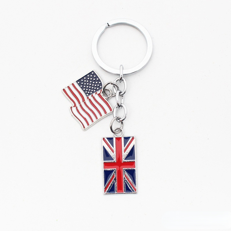 American Usa Flag Car Keychain, Creativre Zinc Alloy Circular Car