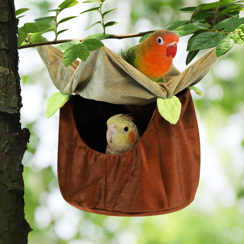 MEWTOGO Grand nid d'oiseau chaud pour l'hiver, lit d'oiseau confortable  pour cage avec tapis, hamac suspendu pour aras, perroquets d'ie