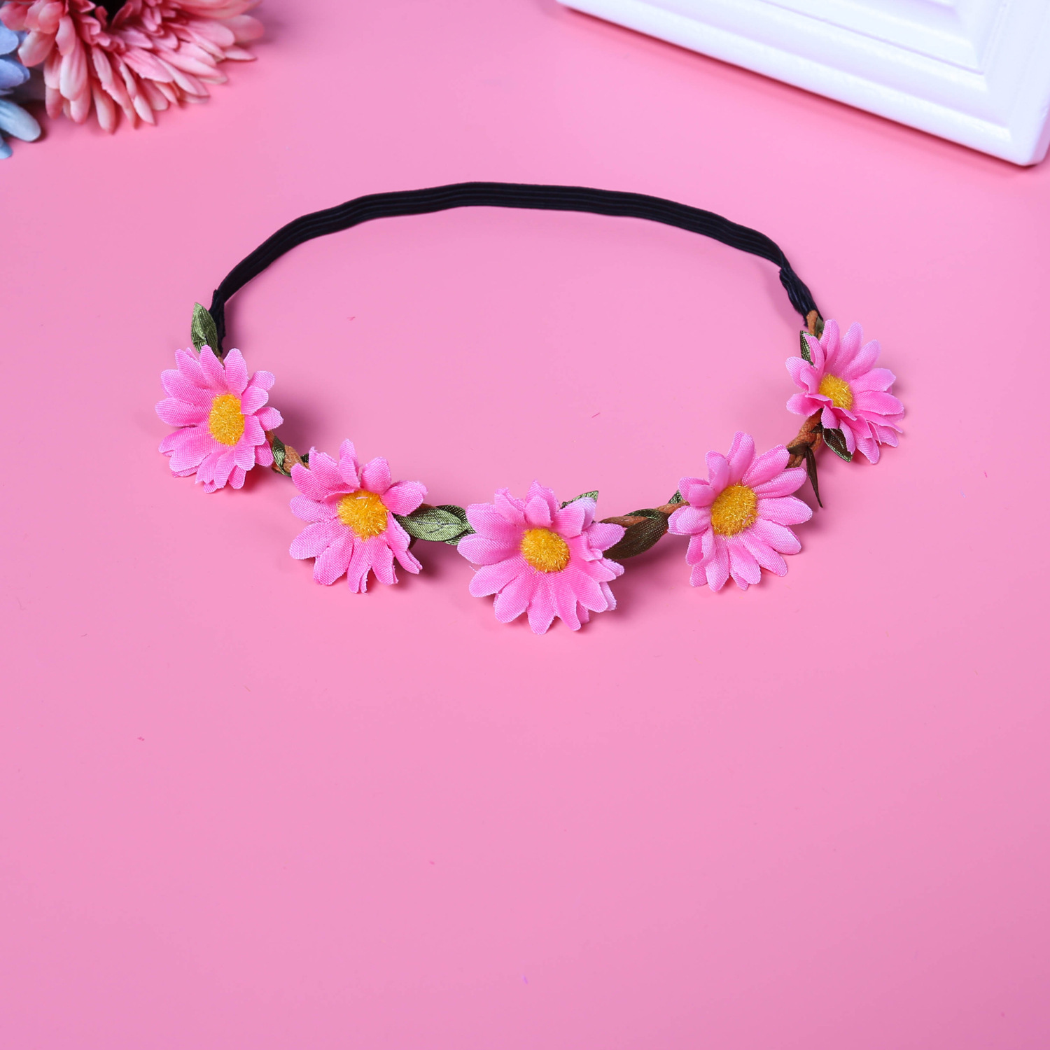 2 pcs. Daisy Elastic Hair Tie Hippie Floral Women Rope Bands Flower  Accessories