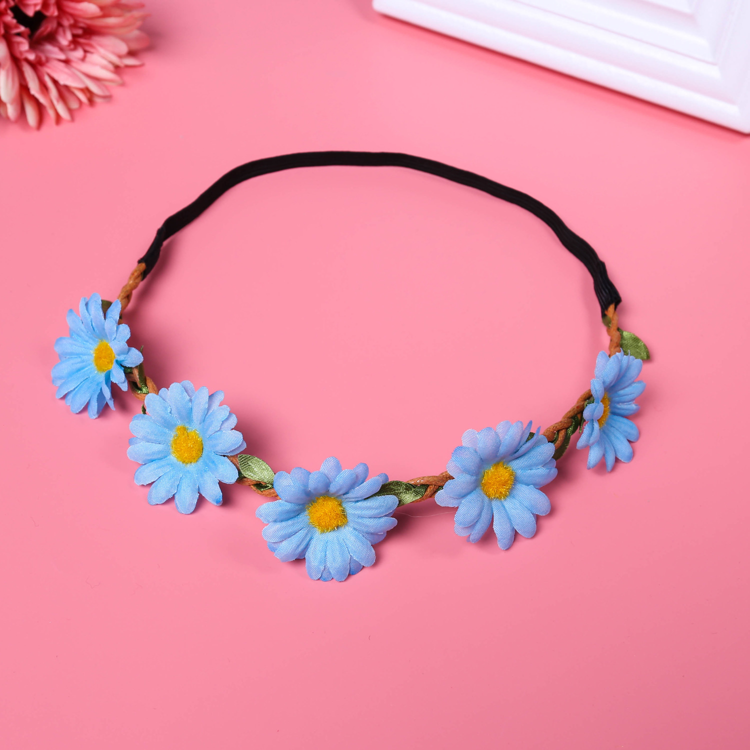 2 pcs. Daisy Elastic Hair Tie Hippie Floral Women Rope Bands Flower  Accessories