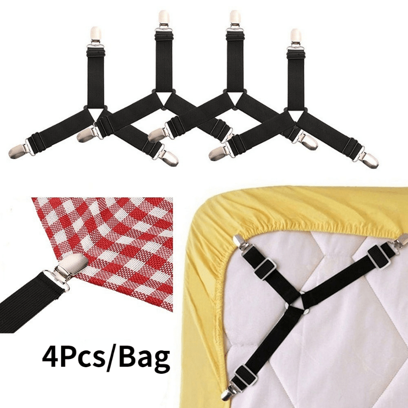4pcs Bed Sheet Fasteners, Invisible Clips Mattress Sheet Straps, Adjustable  Elastic Sheet Suspenders