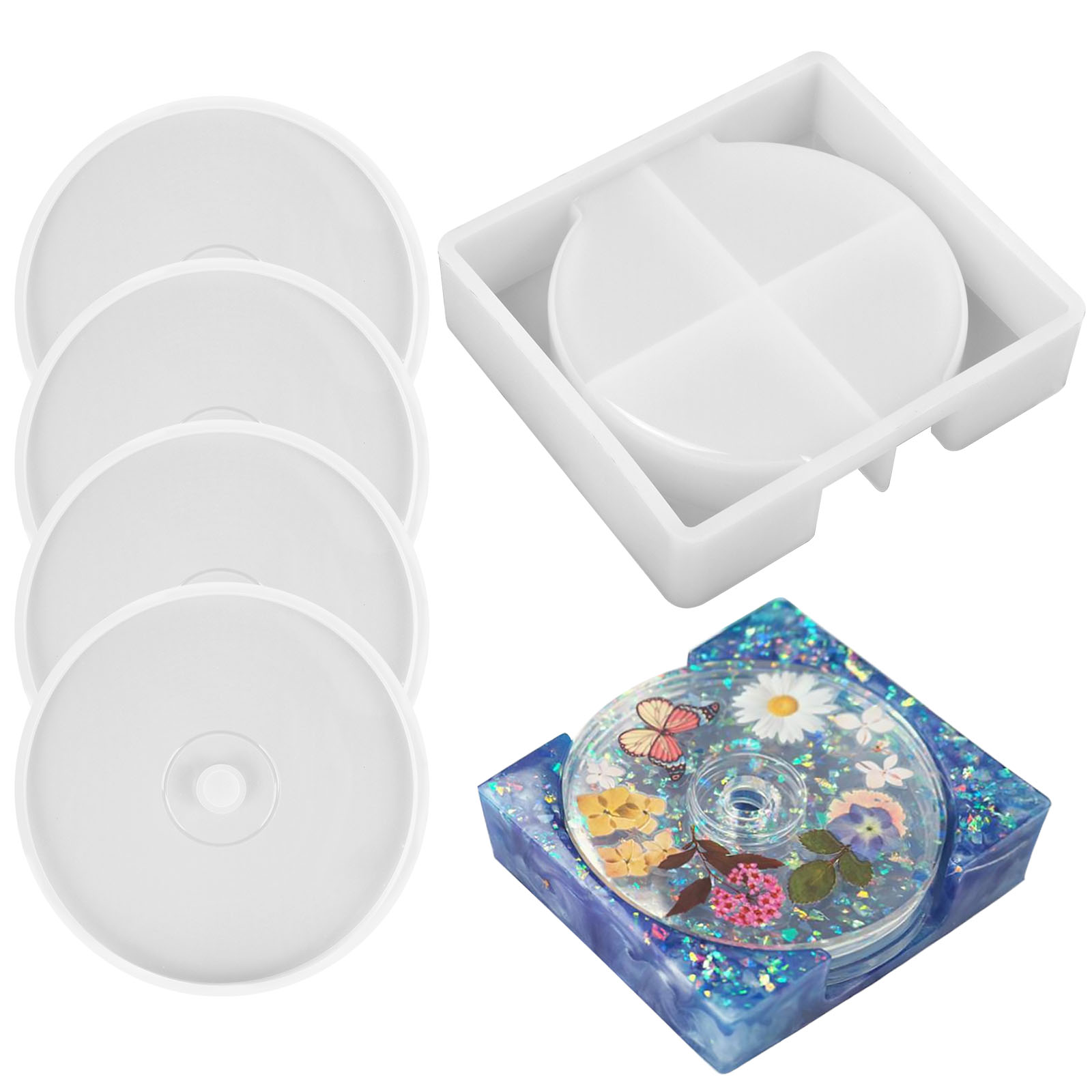 Coaster Resin Silicone Molds Coaster Molds With Round Square - Temu