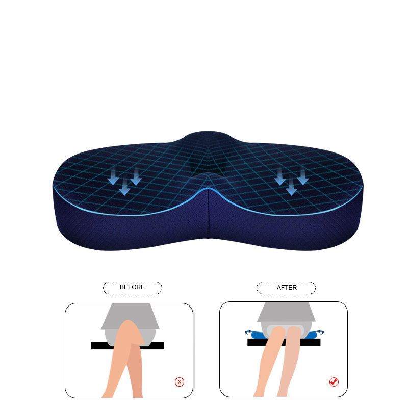 Seat Cushions,Memory Foam Tailbone Sitting Pad Contoured Posture Corrector,Slow  Rebound Cushion for Sciatica Coccyx Back Pain Relief Pad,Office Chair(Blue)  