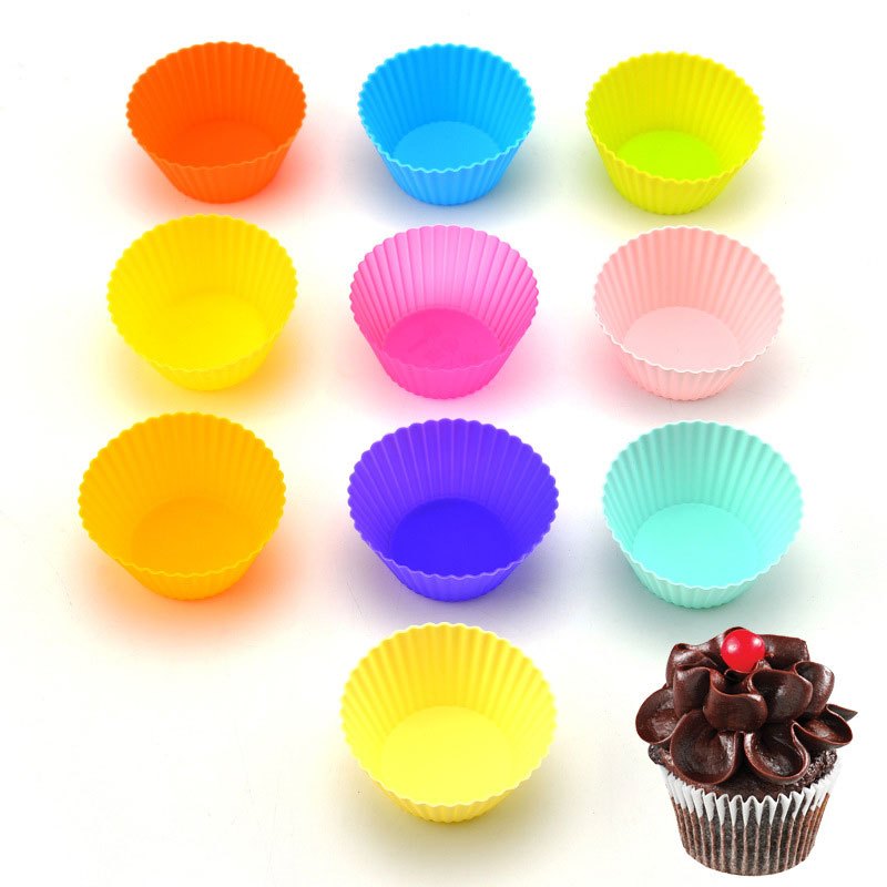 10PCS Non-Stick Baking Cups Silicone Cupcake Kitchen Baking Mold