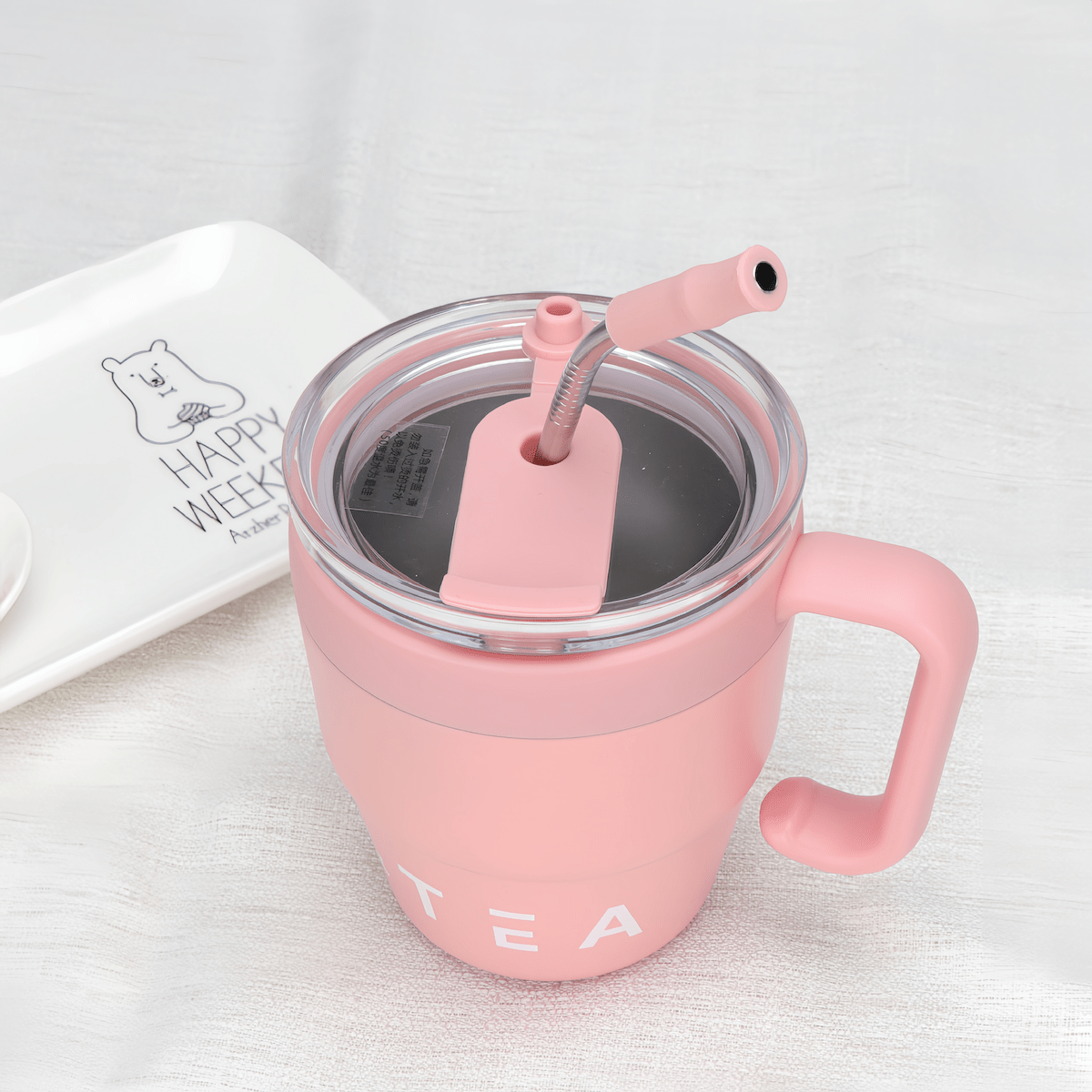 480Ml Kawaii Stitch 304 Stainless Steel Coffee Mug with Straw