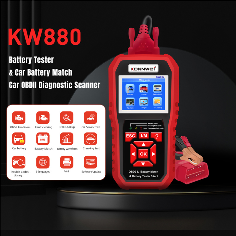 KONNWEI KW310 OBD lecteur de code de détecteur de défaut de voiture ELM327  OBD2 Scanner outil de diagnostic (rouge)