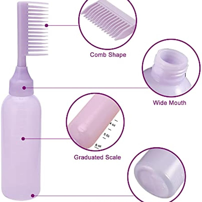 Root Comb Applicator Bottle, 6 Ounce Hair Oil Applicator Applicator Bottle  for Hair Dye Bottle Applicator Brush with Graduated Scale, Profssional