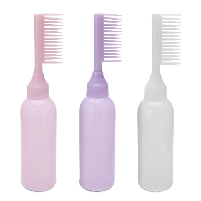 Minkissy 3pcs Root Comb Applicator Bottle Colorful Plastics Hair Dyeing Bottles Hairdressing Dry Cleaning Bottlefor Home Salon